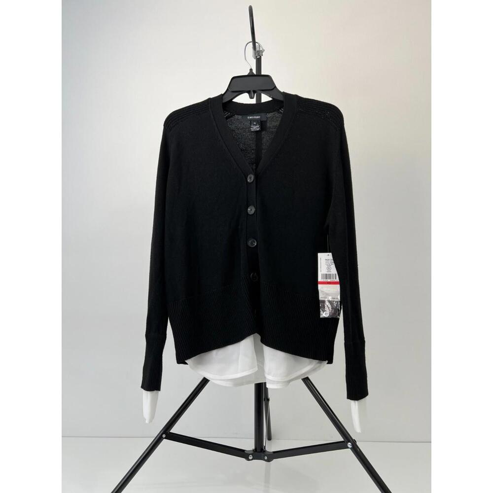Karen Kane Layered Women's Sweater Cardigan, Black, Size XS